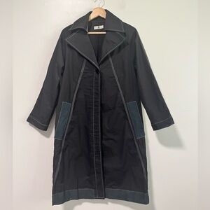 Eccentric Women’s Black Contrast Stitch Long Jacket (XL / US 14)